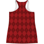 Red Argyle Pattern Print Women's Racerback Tank Top