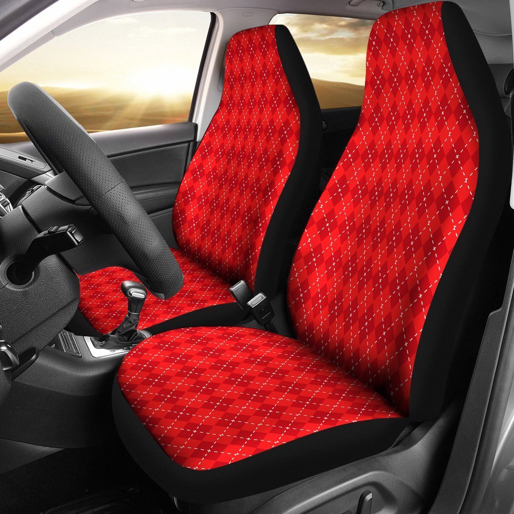 Red Argyle Universal Fit Car Seat Covers GearFrost