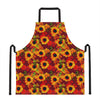 Red Autumn Sunflower Pattern Print Apron
