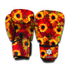 Red Autumn Sunflower Pattern Print Boxing Gloves