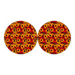 Red Autumn Sunflower Pattern Print Car Coasters