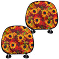 Red Autumn Sunflower Pattern Print Car Headrest Covers