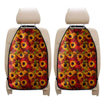 Red Autumn Sunflower Pattern Print Car Seat Organizers