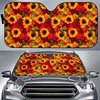 Red Autumn Sunflower Pattern Print Car Sun Shade GearFrost