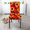 Red Autumn Sunflower Pattern Print Dining Chair Slipcover
