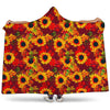 Red Autumn Sunflower Pattern Print Hooded Blanket