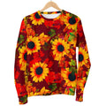 Red Autumn Sunflower Pattern Print Men's Crewneck Sweatshirt