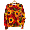 Red Autumn Sunflower Pattern Print Men's Crewneck Sweatshirt GearFrost