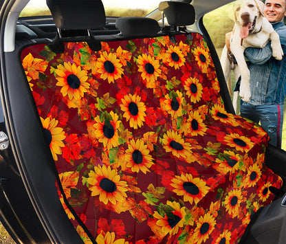 Red Autumn Sunflower Pattern Print Pet Car Back Seat Cover