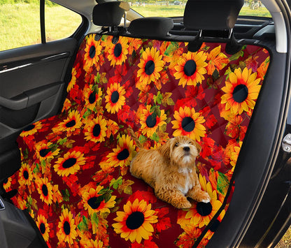 Red Autumn Sunflower Pattern Print Pet Car Back Seat Cover