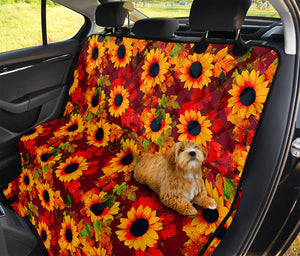 Red Autumn Sunflower Pattern Print Pet Car Back Seat Cover