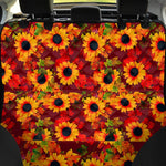 Red Autumn Sunflower Pattern Print Pet Car Back Seat Cover