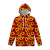 Red Autumn Sunflower Pattern Print Pullover Hoodie