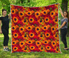 Red Autumn Sunflower Pattern Print Quilt