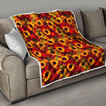 Red Autumn Sunflower Pattern Print Quilt