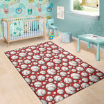Red Baseball Pattern Print Area Rug