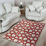 Red Baseball Pattern Print Area Rug