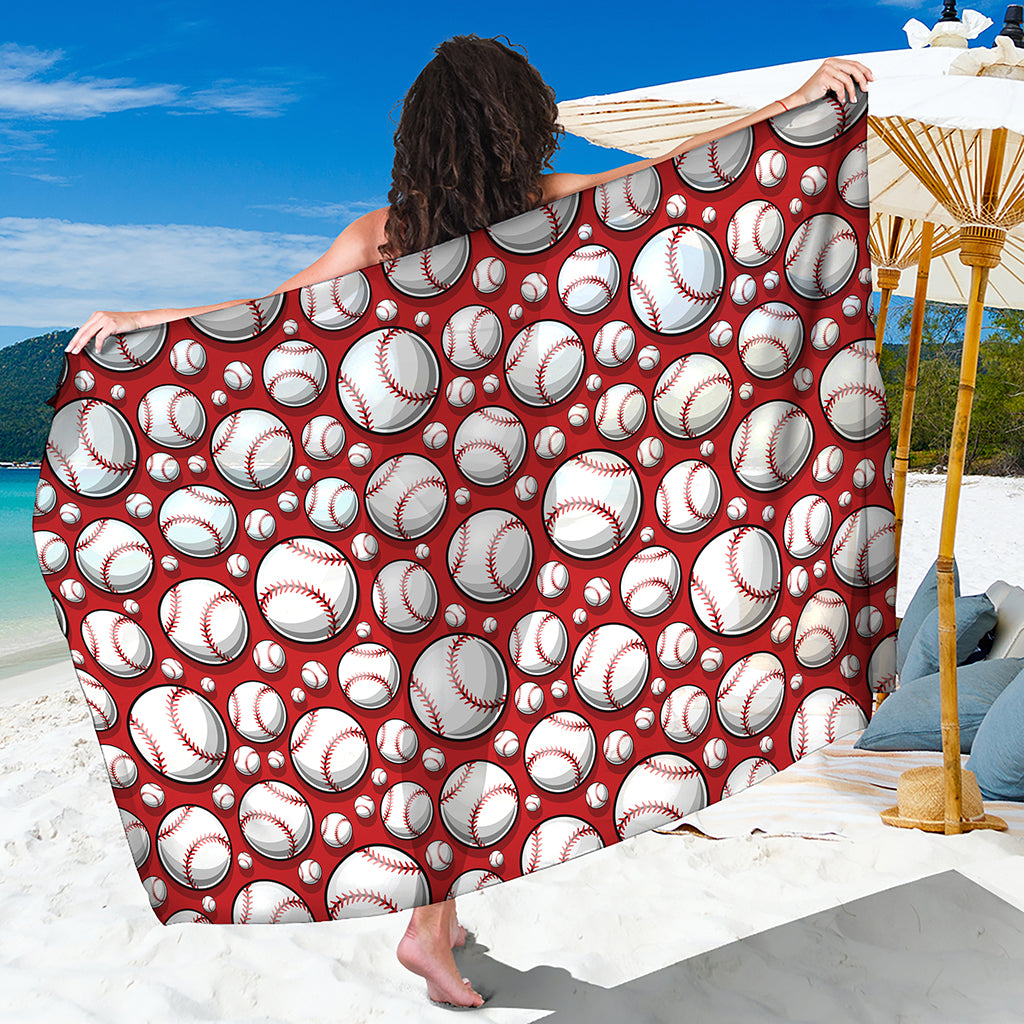Red Baseball Pattern Print Beach Sarong Wrap