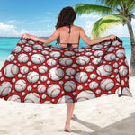 Red Baseball Pattern Print Beach Sarong Wrap