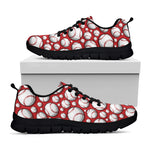 Red Baseball Pattern Print Black Sneakers