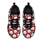 Red Baseball Pattern Print Black Sneakers