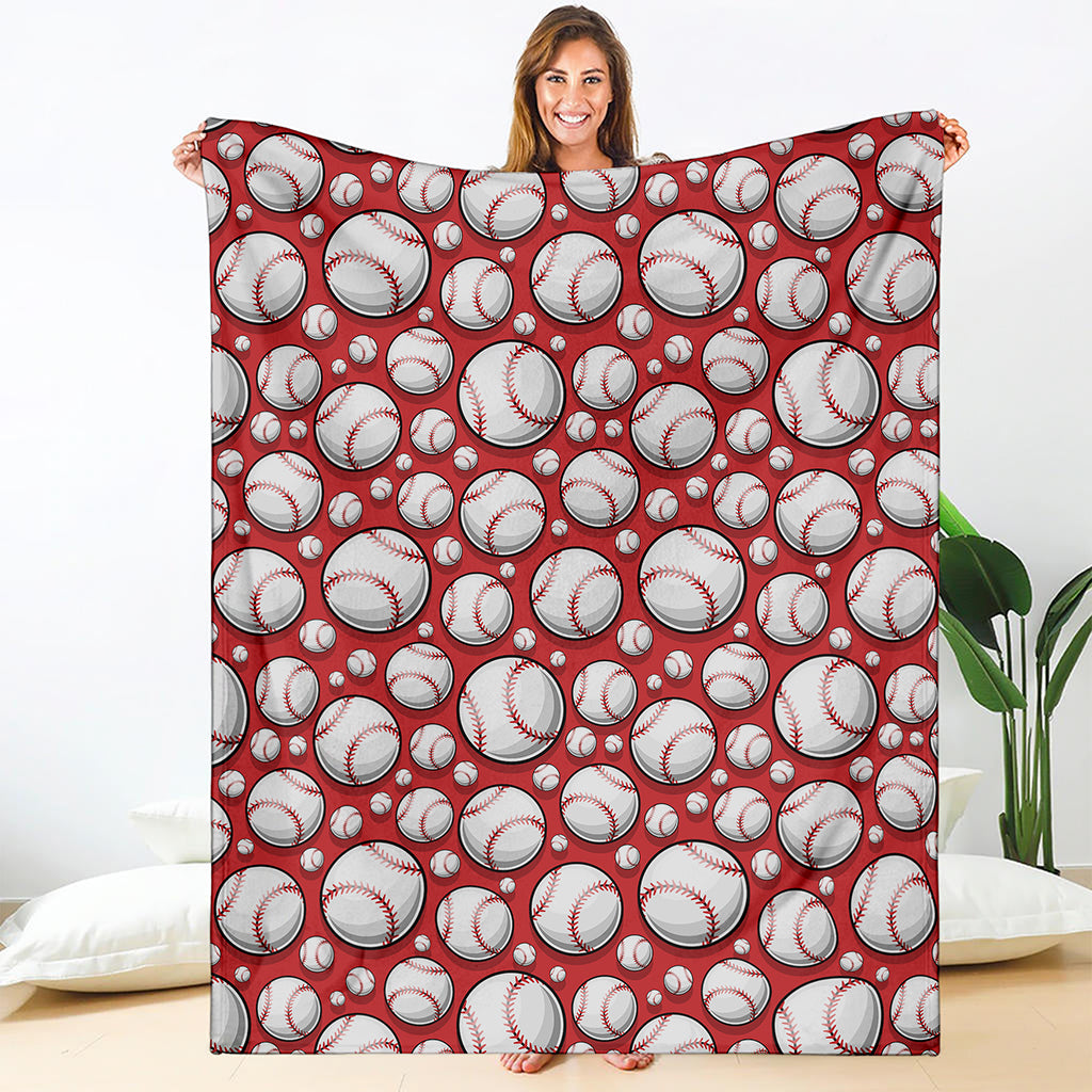 Red Baseball Pattern Print Blanket