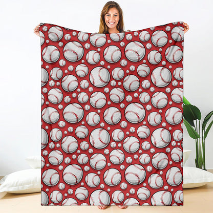 Red Baseball Pattern Print Blanket