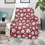 Red Baseball Pattern Print Blanket
