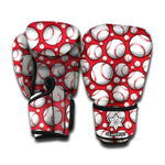 Red Baseball Pattern Print Boxing Gloves