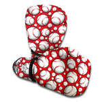 Red Baseball Pattern Print Boxing Gloves