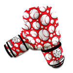 Red Baseball Pattern Print Boxing Gloves