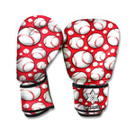 Red Baseball Pattern Print Boxing Gloves