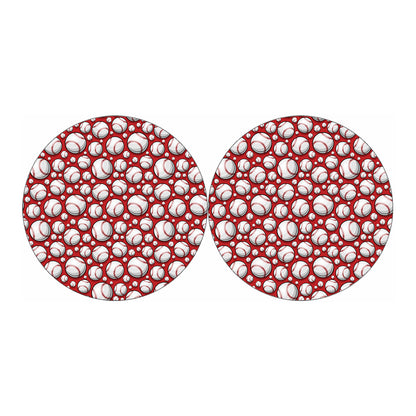 Red Baseball Pattern Print Car Coasters