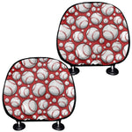 Red Baseball Pattern Print Car Headrest Covers