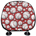 Red Baseball Pattern Print Car Headrest Covers