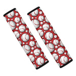 Red Baseball Pattern Print Car Seat Belt Covers