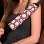 Red Baseball Pattern Print Car Seat Belt Covers