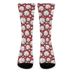 Red Baseball Pattern Print Crew Socks