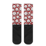 Red Baseball Pattern Print Crew Socks