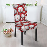 Red Baseball Pattern Print Dining Chair Slipcover