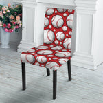 Red Baseball Pattern Print Dining Chair Slipcover