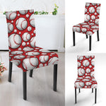 Red Baseball Pattern Print Dining Chair Slipcover