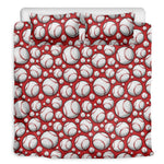 Red Baseball Pattern Print Duvet Cover Bedding Set