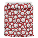 Red Baseball Pattern Print Duvet Cover Bedding Set