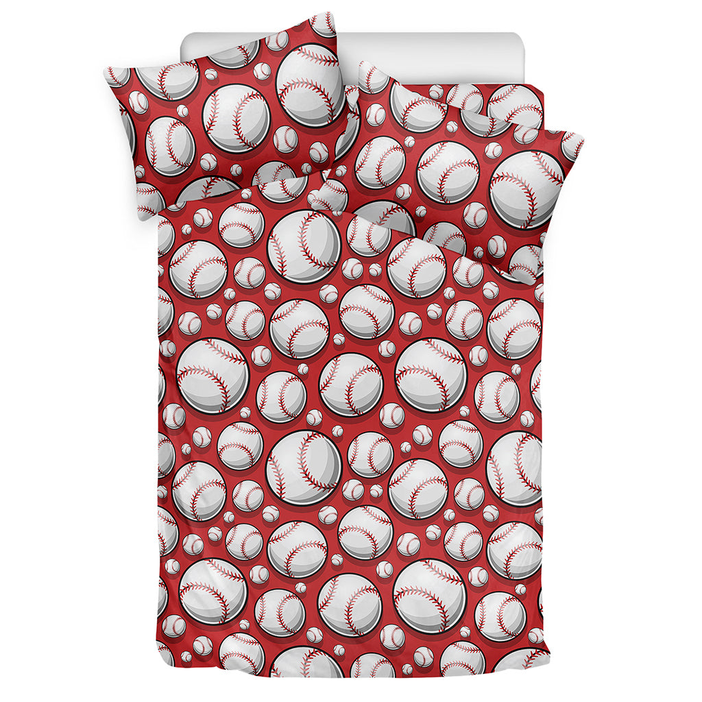 Red Baseball Pattern Print Duvet Cover Bedding Set