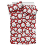 Red Baseball Pattern Print Duvet Cover Bedding Set