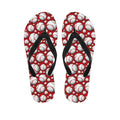 Red Baseball Pattern Print Flip Flops