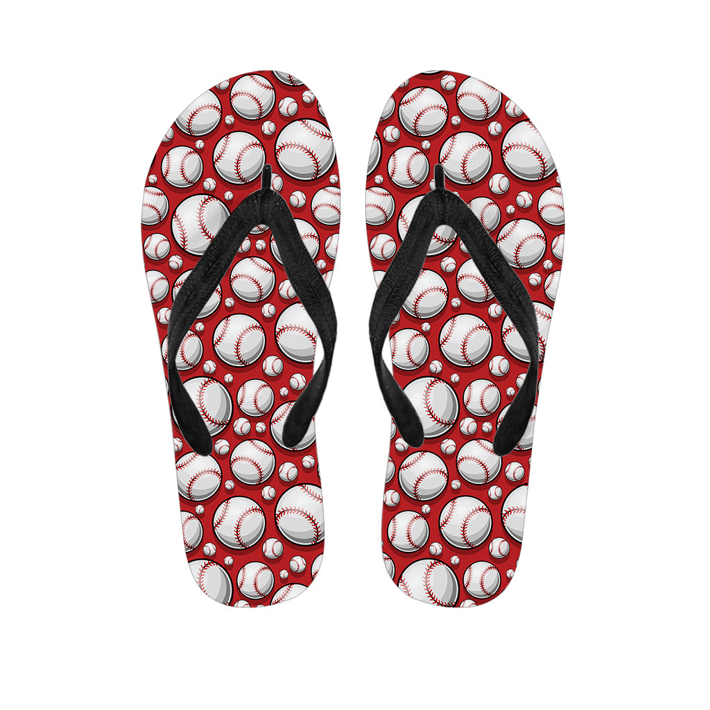 Red Baseball Pattern Print Flip Flops