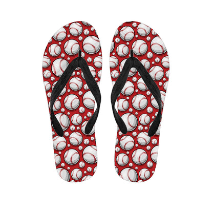 Red Baseball Pattern Print Flip Flops