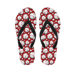 Red Baseball Pattern Print Flip Flops